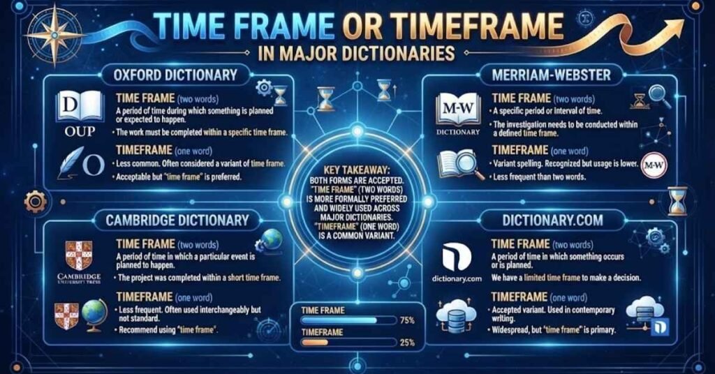 Time Frame or Timeframe in Major Dictionaries